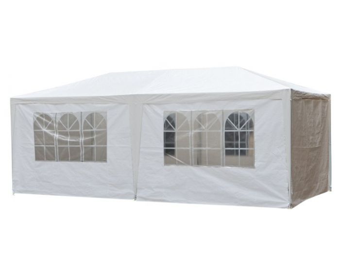 Tente de réception 3x6m semi professionnelle blanc tonnelle de jardin 